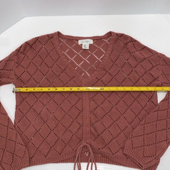 Jessica Simpson Long Sleeve V-Neck Knit Sweater In Blush Salmon Size Small - Picture 8 of 13